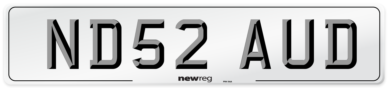 ND52 AUD Number Plate from New Reg